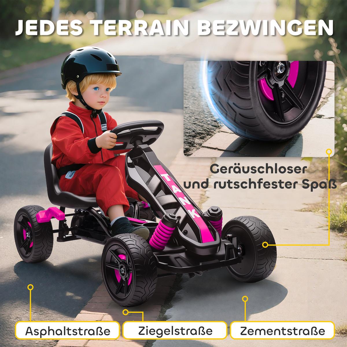 KINDER-GOKART Kunststoff Metall Rosa - Rosa, Kunststoff (100/59/60.5cm) - AIYAPLAY
