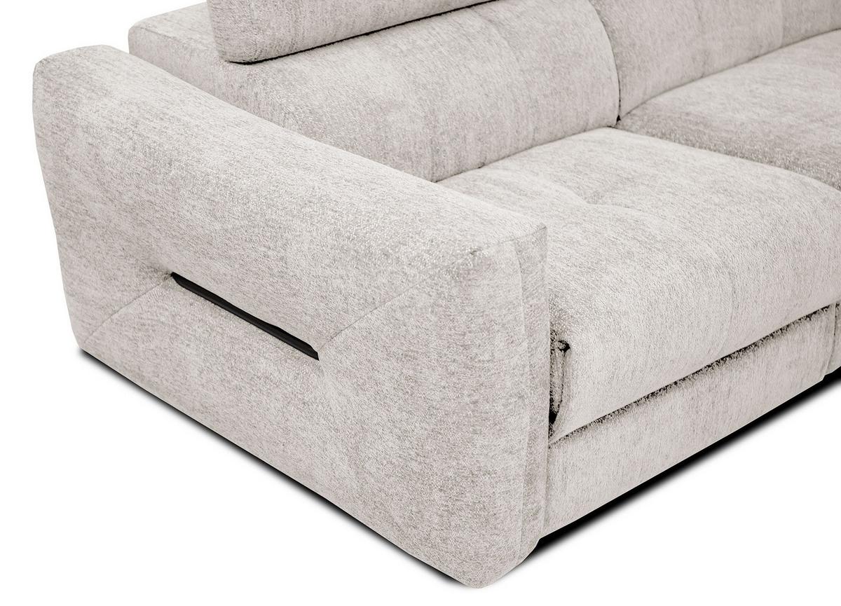 SOFA CALVERA 3-Sitzer mit 1 Relaxfunktion, weiß - Weiß, Holzwerkstoff/Textil (204/79/106cm) - Wozimo