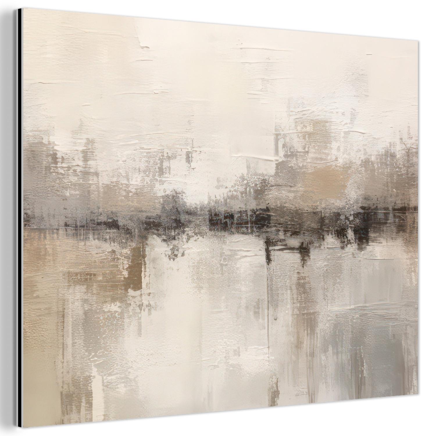 METALLBILD Moderne Kunst - Abstrakt - Beige 80x60 cm - Beige, Metall (80/60cm) - MuchoWow