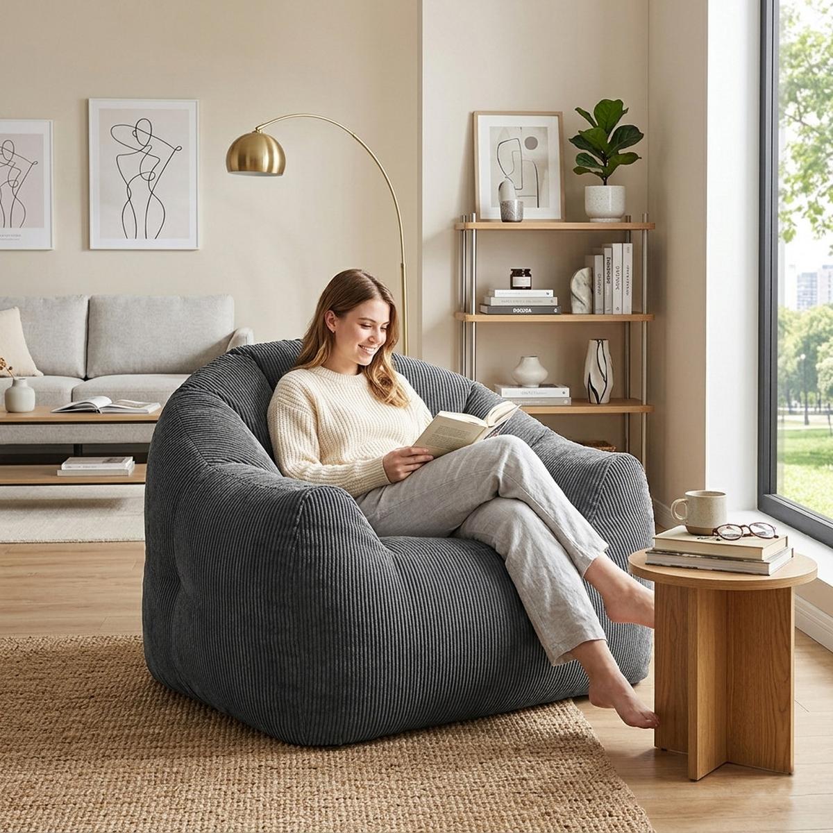 SESSEL aus Flanell mit ergonomischer Bärentatzen-Form - Grau, Textil (86.3/64.7/99cm) - Urban Meuble