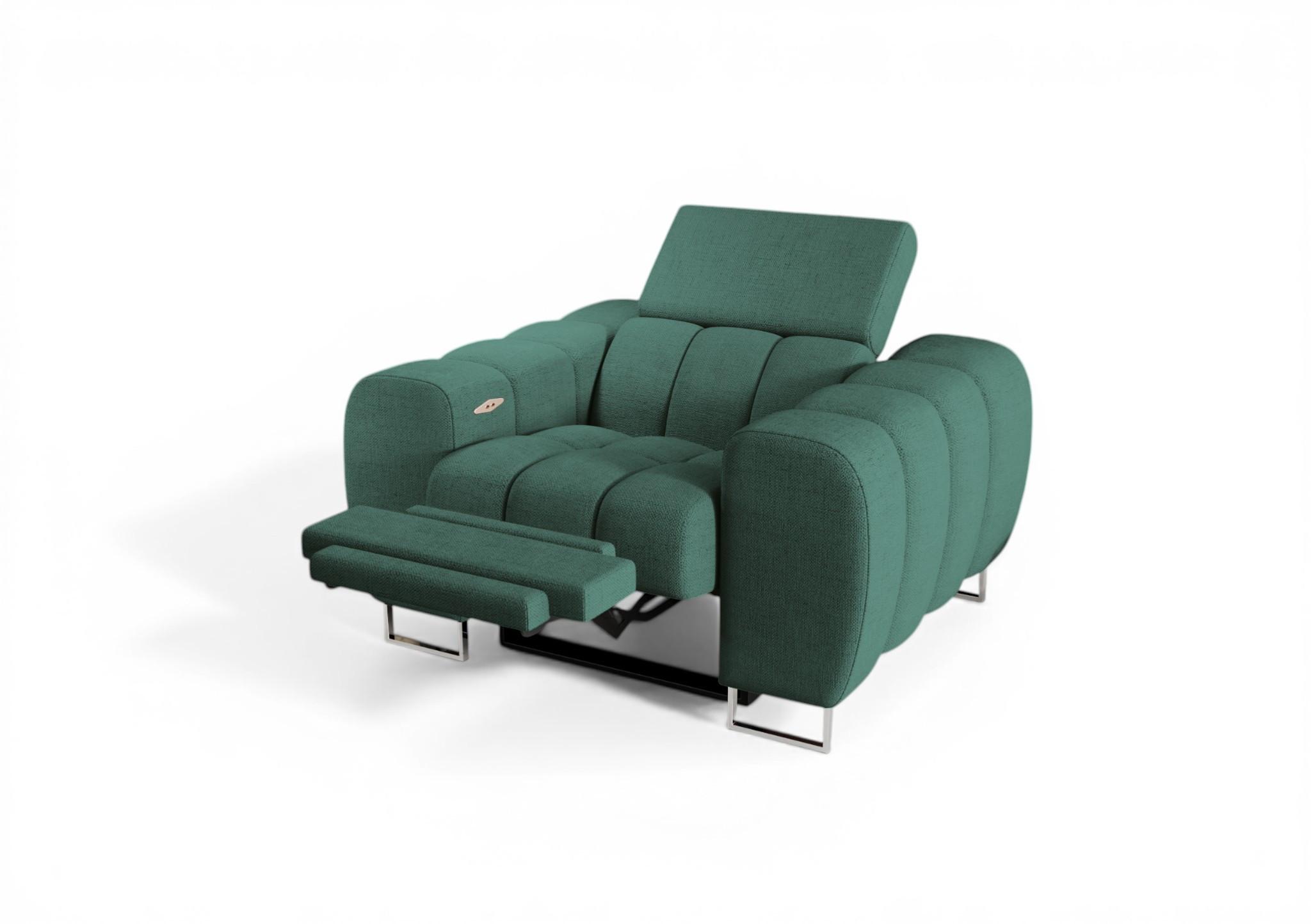SESSEL Bastien Relax In Stoff Moly - Grün, Holzwerkstoff/Textil (125/95/97cm) - Fun Möbel