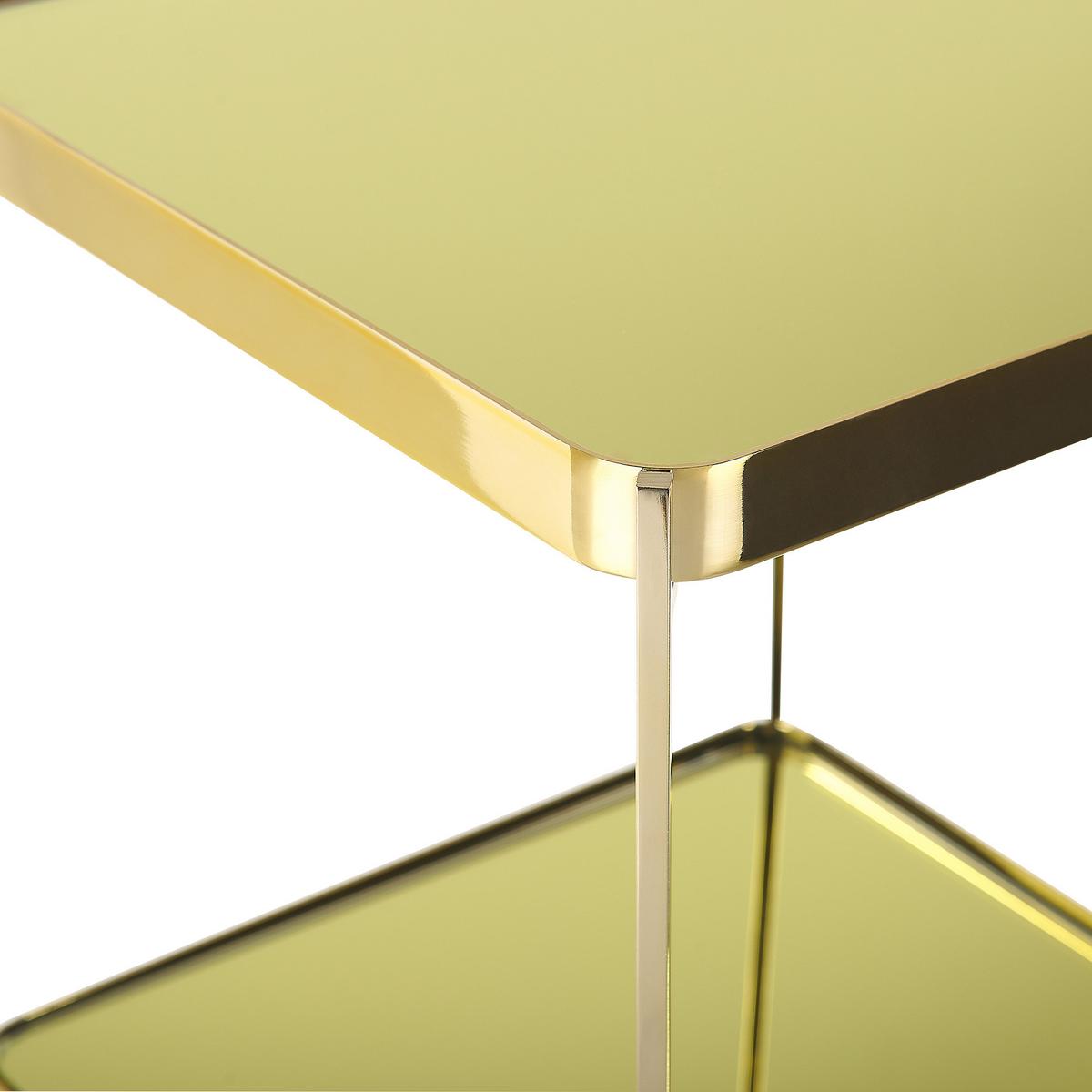 BEISTELLTISCH Glas gold quadratisch 29/29 cm Alsea - Goldfarben, Metall (29/29/60cm) - Beliani