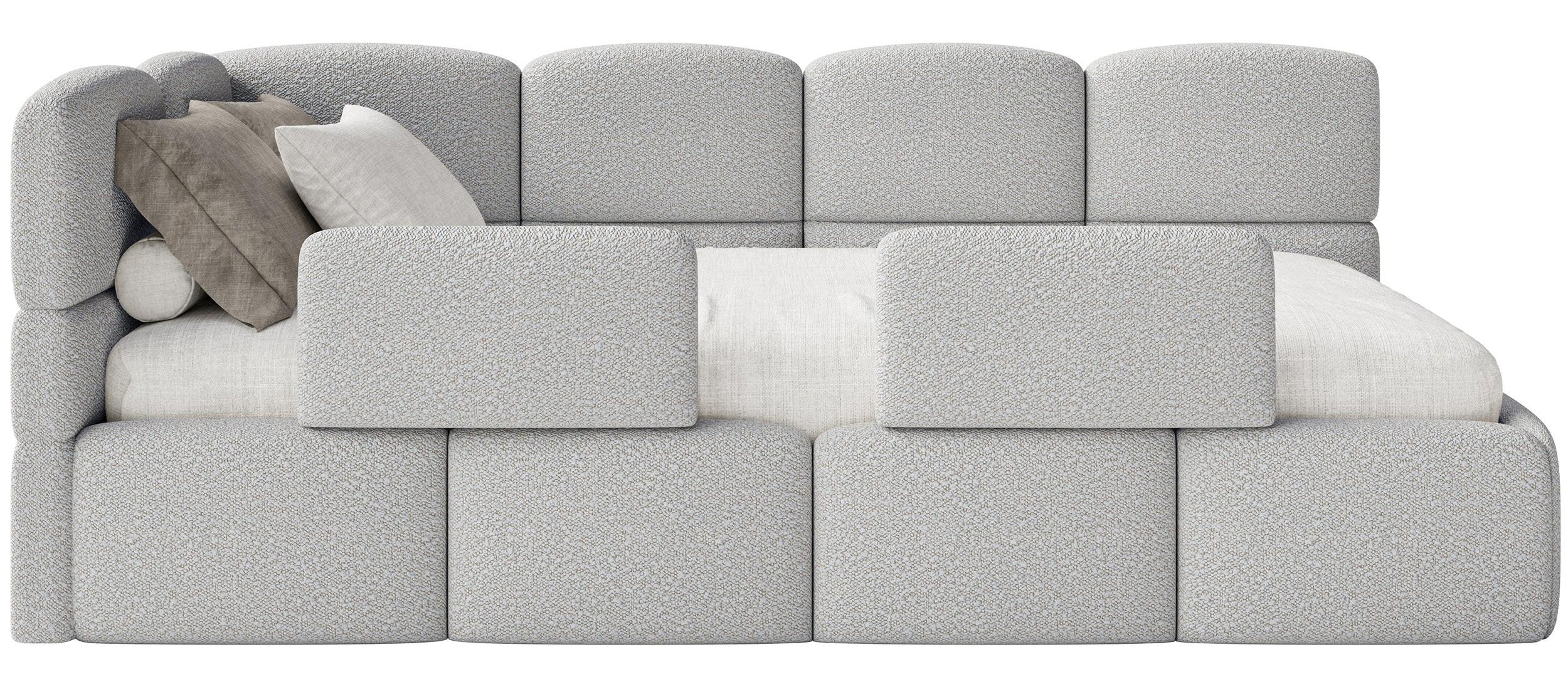 KINDERBETT Cloudy Hellgrau 120 cm, Bouclé - Hellgrau/Schwarz, Kunststoff/Textil (120/200cm) - Selsey