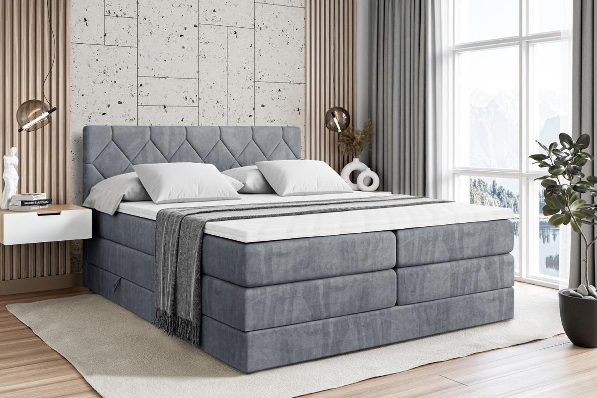 BOXSPRINGBETT CATOR KING - 140x200 - H3/H4 - Grau - Grau, Holzwerkstoff (140/200cm) - ALTDECOR