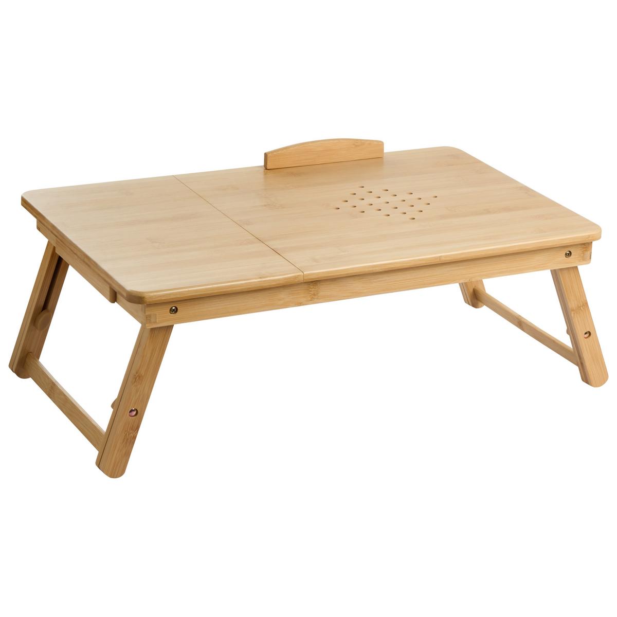 KLAPPBARER Laptoptisch Hellbraun 57/35 cm Orge - Hellbraun/Braun, Holz (35/57/21cm) - Beliani