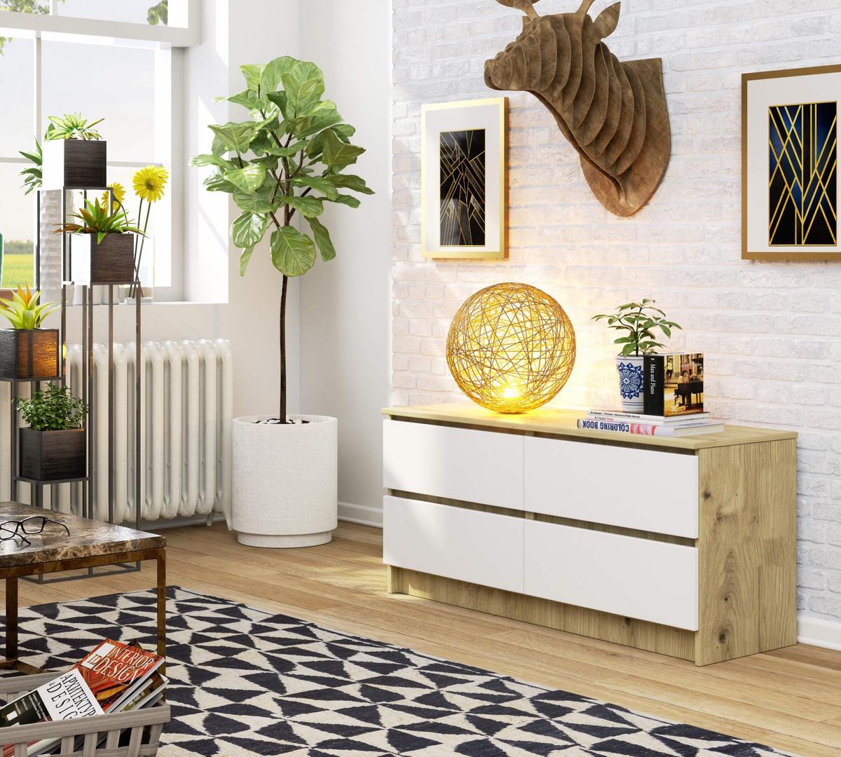 KOMMODE - Eiche Artisan/Weiß, Holzwerkstoff (120/55/40cm) - RAUMHIRSCH FURNITURE