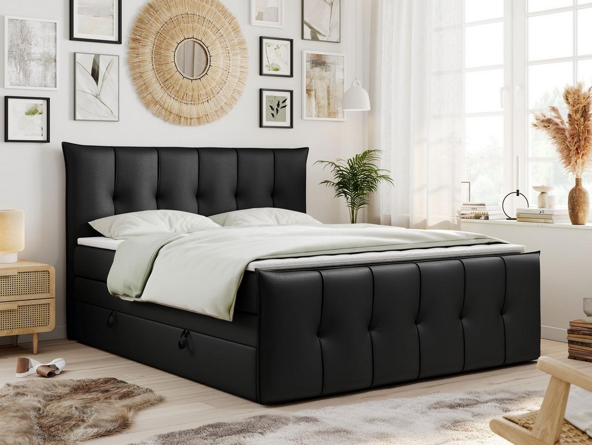 BOXSPRINGBETT PREMIUM 11 KING 180/200 Schwarz Kunstleder - H3 - Schwarz, Holz/Textil (180/200cm) - MKS