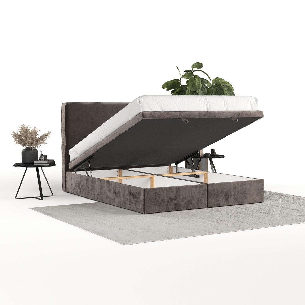 POLSTERBETT Hush mit Stauraum 200/200 cm Braun im Lotta Stoff - Schwarz/Braun, Holz/Holzwerkstoff (200/200cm) - AltaBeds