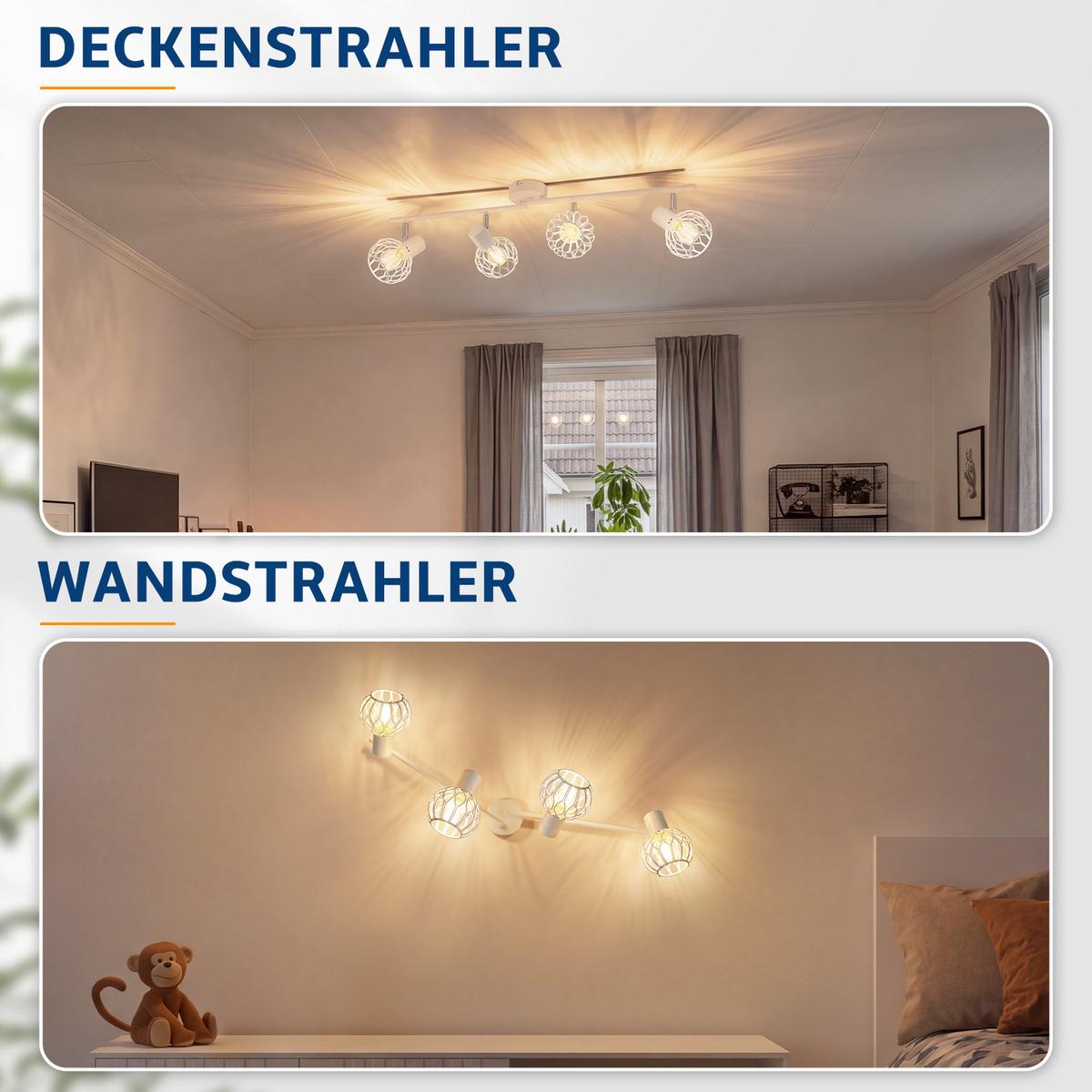 DECKENSTRAHLER Nyveth 70/10/18 cm - Weiß, Metall (70/10/18cm) - ZMH