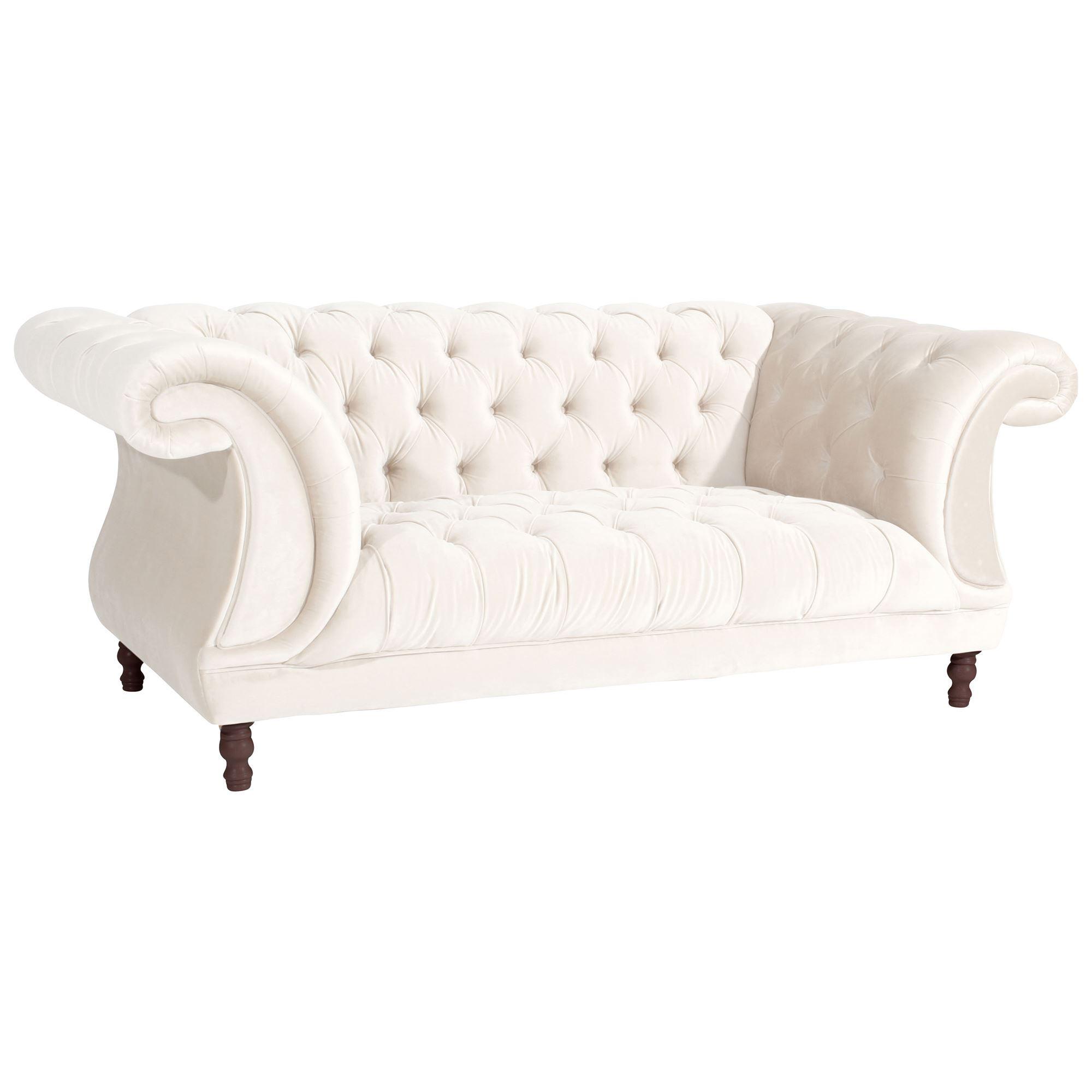 CHESTERFIELD Sofa 2-Sitzer Kaylin Samtvelours creme - Creme, Kunststoff (200/80/100cm) - 58aufmkessel