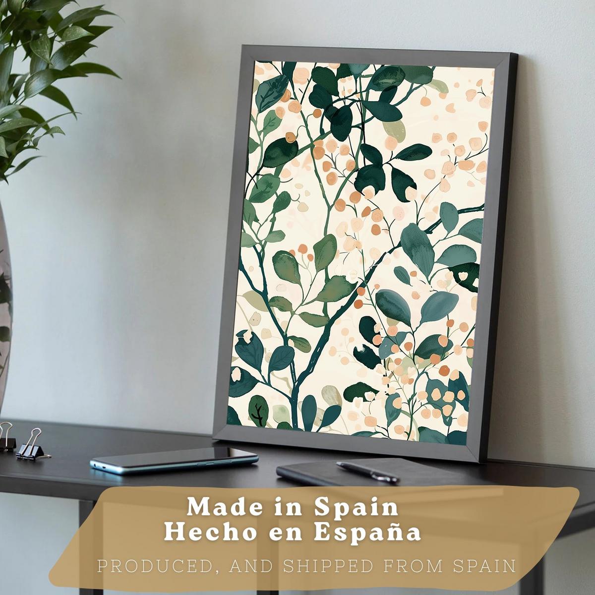 POSTER 3er-Set Wandbilder Floral Bäume modern Wohnzimmer Deko, Schlafzimmer, Küche, Badezimmer Schwarzer Rahmen A4 - Schwarz, Papier (29.7/1/21cm) - Nacnic