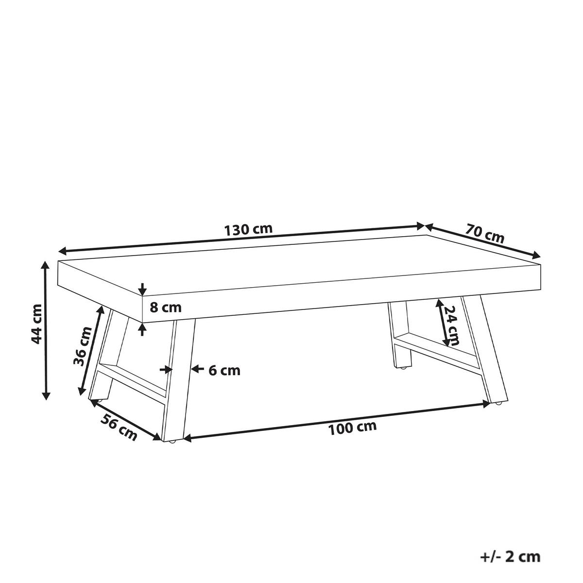 COUCHTISCH Dunkler Holzfarbton/Schwarz Warton - Dunkelbraun/Schwarz, Holz (130/70/44cm) - Beliani