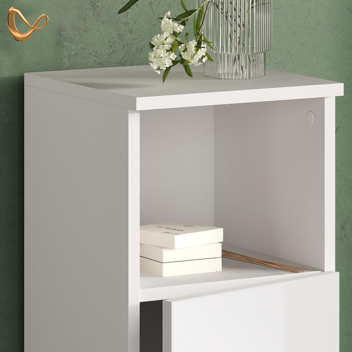 BADMÖBEL-SET Fucino Weiß Hochglanz 3 Teile, mit Midischrank - Weiß Hochglanz, Holzwerkstoff (60/54/32cm) - Livinity®