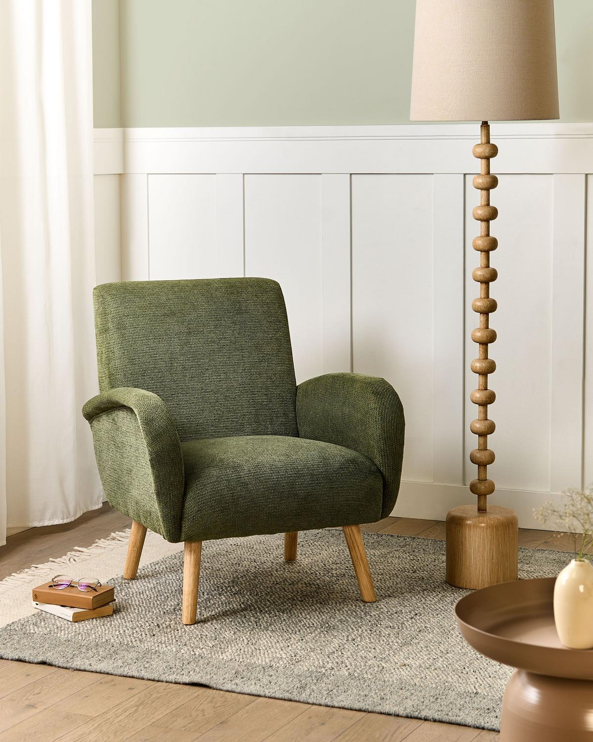 SESSEL Stoff Grün Plassen - Grün, Textil (73/82/53cm) - Beliani