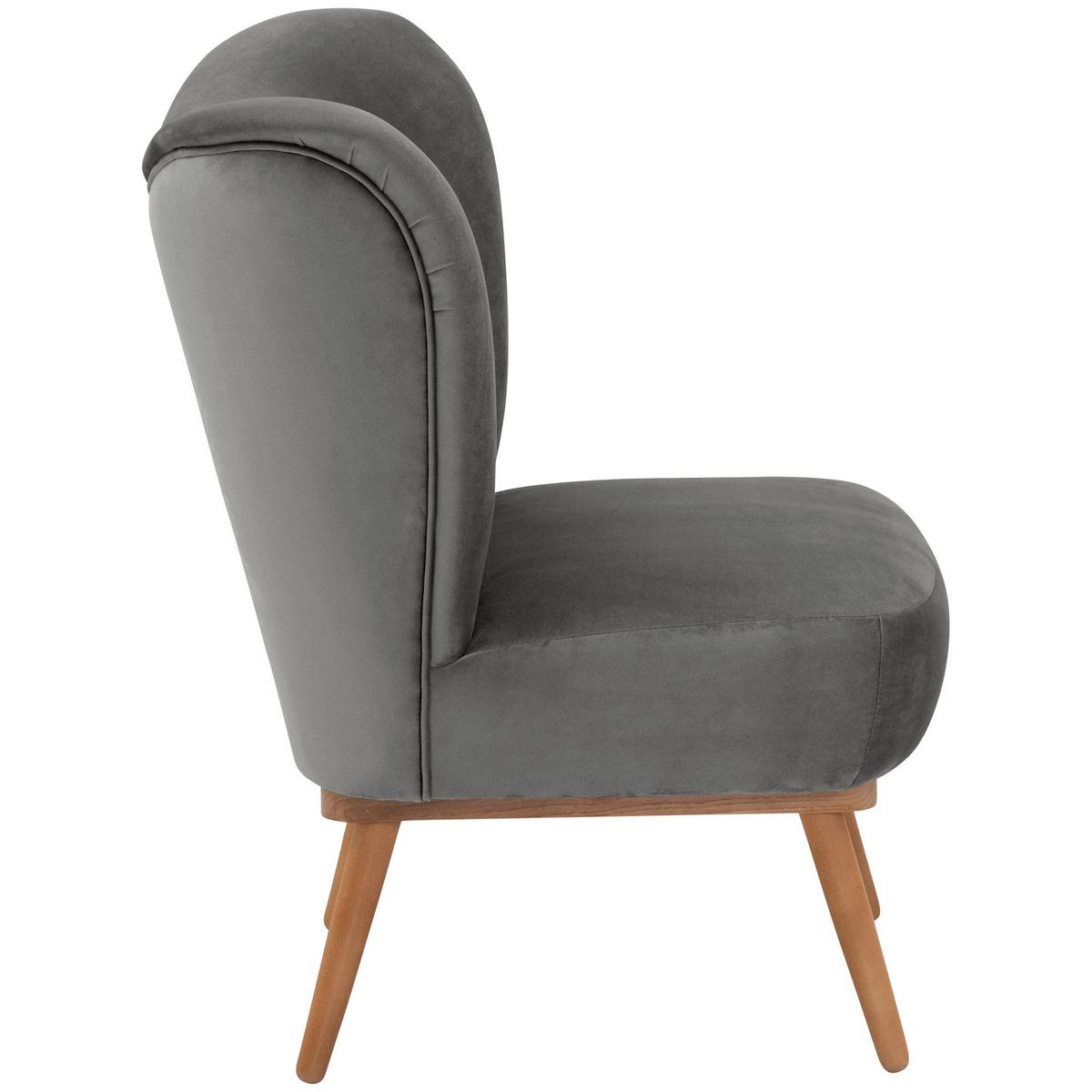 COCKTAILSESSEL Kayra Samtvelours grau - Grau, Kunststoff (72/90/74cm) - 58aufmkessel