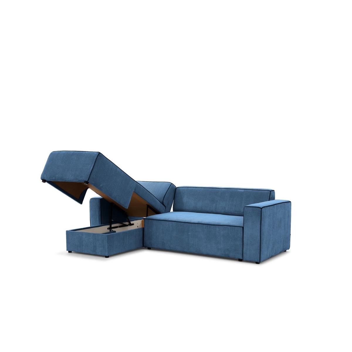 ECKSOFA Schlafsofa Waldo In Poso - Blau, Holzwerkstoff/Textil (260/173cm) - Fun Möbel