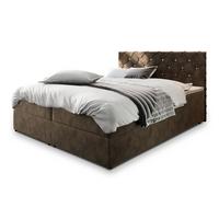 BOXBETT RIVA 200x200 cm mit Matratze und Topper, H2+H3 - Braun - Braun, Holz (200/200cm) - MASSENO