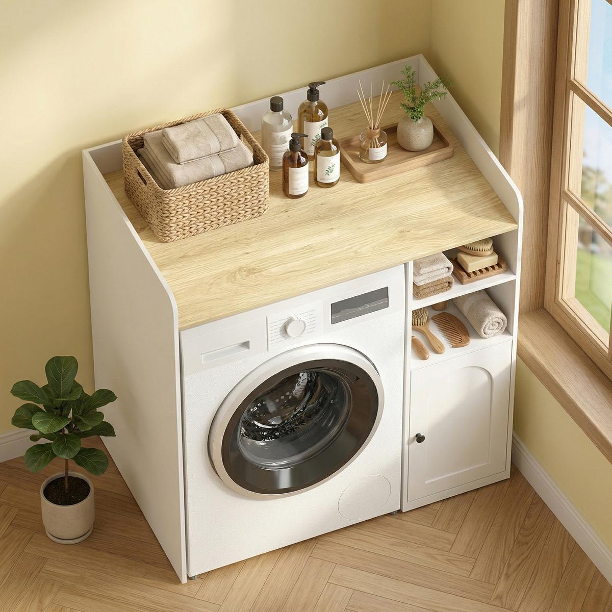 WASCHMASCHINENSCHRANK MDF Weiß Natur - Weiß, Holzwerkstoff (60/100/93.5cm) - HOMCOM