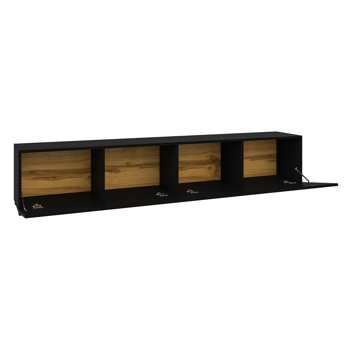 TV-MÖBEL Glora Schwarz - Schwarz, Holzwerkstoff (180/30/35cm) - Petits-meubles