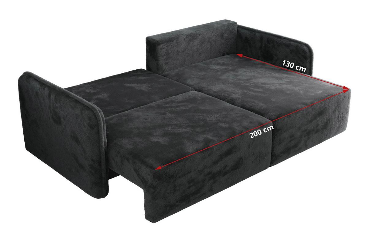ECKSCHLAFSOFA MESTO L Dunkelgrau Plüsch - links - Dunkelgrau/Schwarz, Kunststoff/Textil (227/147cm) - MKS