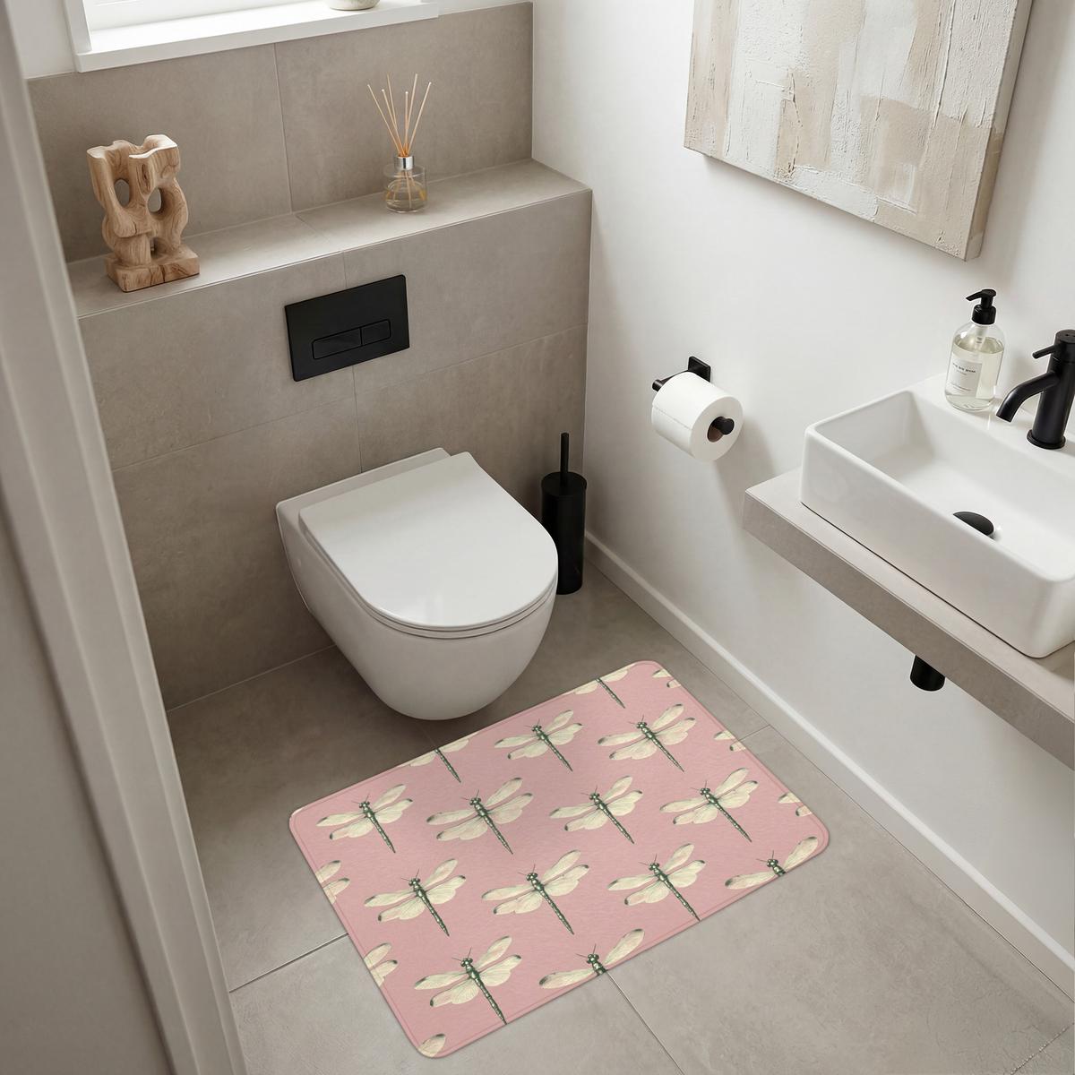 BADEMATTE Lillibells - Muster - Rosa 90x60 cm - Rosa, Textil (90/60cm) - OnlyWow