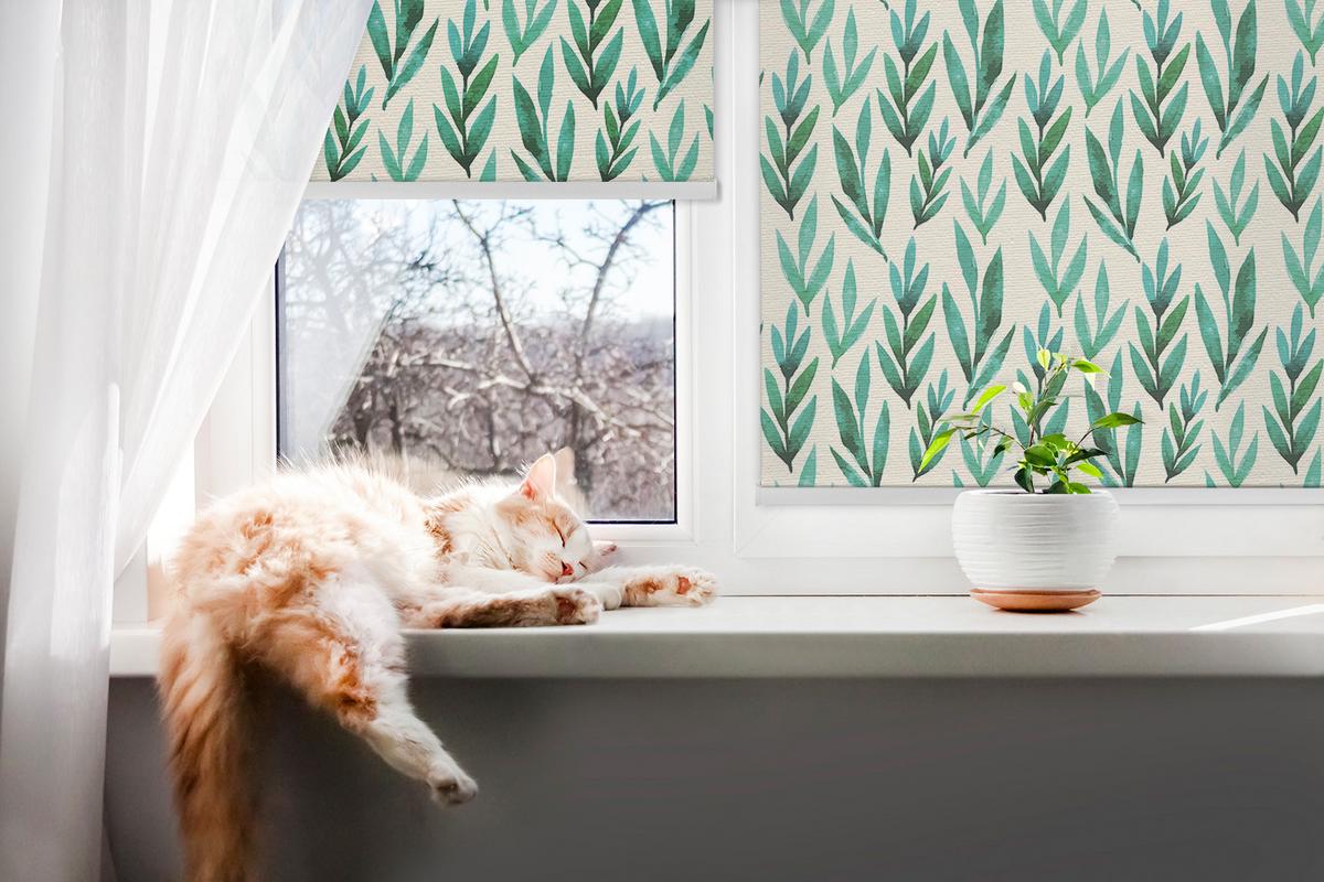 INNENROLLO - Fensterrollo - Rollo - 90x180 cm - Pflanzen - Grün, Kunststoff (90/180/0.5cm) - TULUP