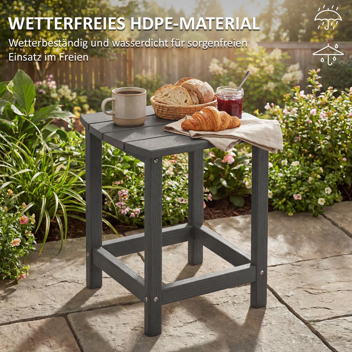 OUTDOOR-BEISTELLTISCH HDPE Grau - Grau, Kunststoff (48/37/46cm) - Outsunny