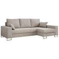 ECKSOFA Dorian Velvet Beige - Ecru/Goldfarben, Textil/Metall (242/138cm) - MKS