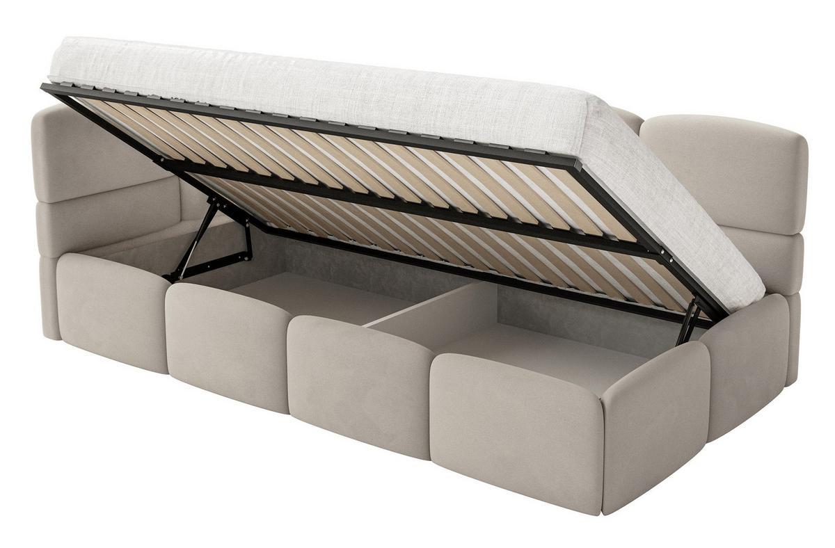 JUGENDBETT Cloudy Hellbeige 120 cm, Easy-Clean-Velours - Ecru/Schwarz, Kunststoff/Textil (120/200cm) - Selsey