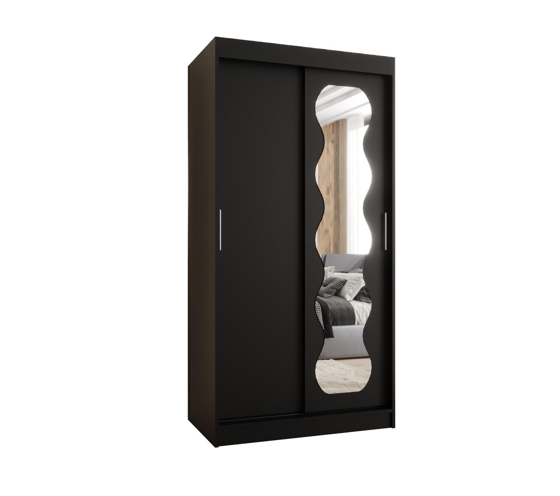 SCHIEBETÜRENSCHRANK mit Spiegel SPOTI 200/100/62 2-türig - Silberfarben/Schwarz, Holz (100/200/62cm) - MÖBEL KRYSPOL