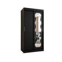 SCHIEBETÜRENSCHRANK mit Spiegel SPOTI 200/100/62 2-türig - Silberfarben/Schwarz, Holz (100/200/62cm) - MÖBEL KRYSPOL