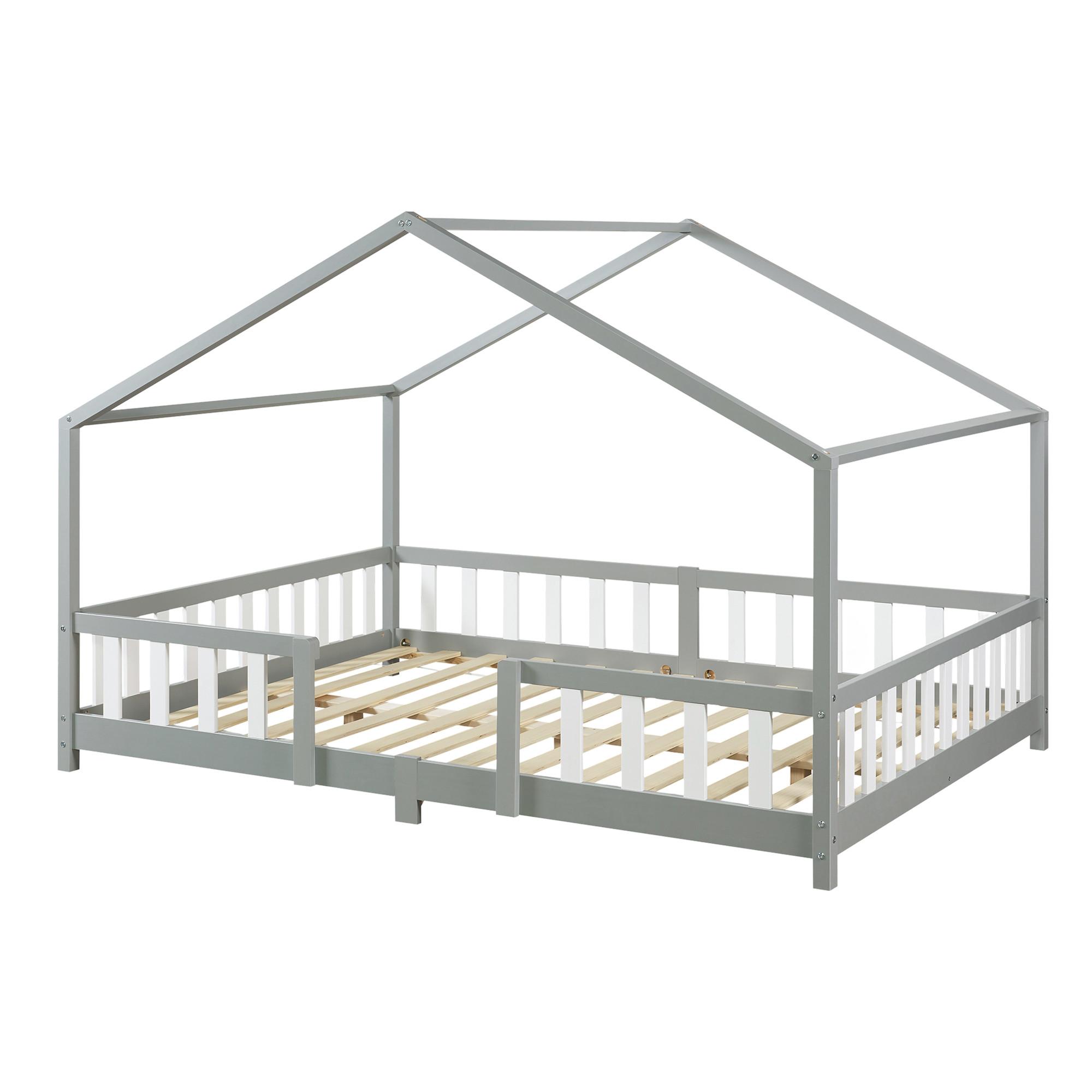 HAUSBETT Treviolo - Hellgrau/Weiß, Holz (120/200cm) - [en.casa]
