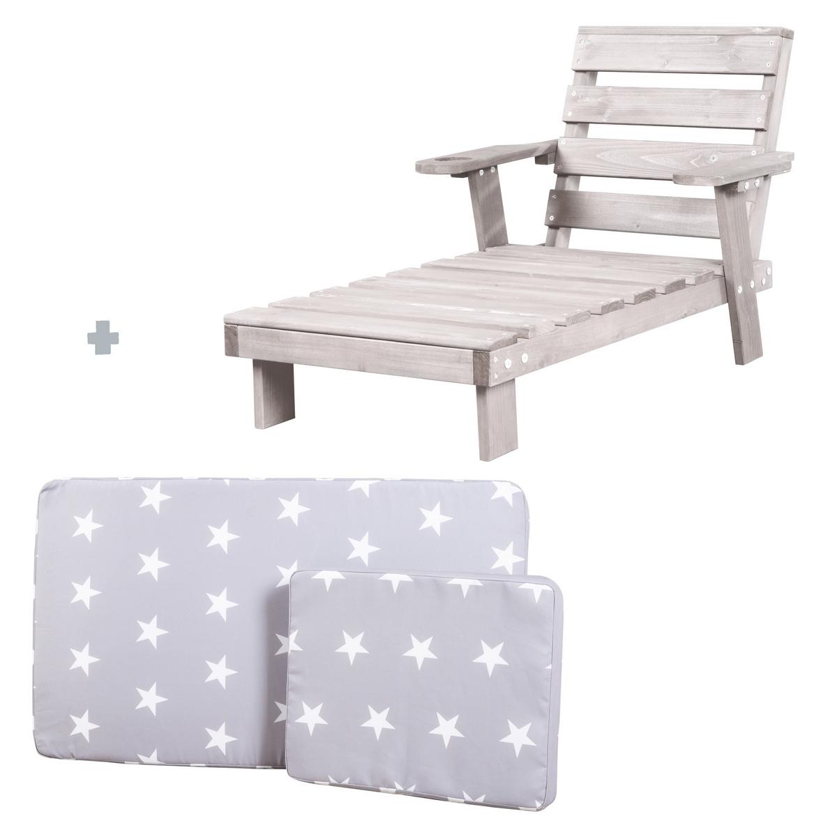 OUTDOORLIEGE Outdoorliege Little Stars - Hellgrau, Holz (55/54/85cm) - Roba