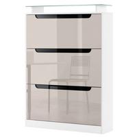 SCHUHSCHRANK Space Sandgrau Hochglanz / Schwarz Hochglanz - Sandfarben, Holzwerkstoff (89/128/23cm) - Vladon