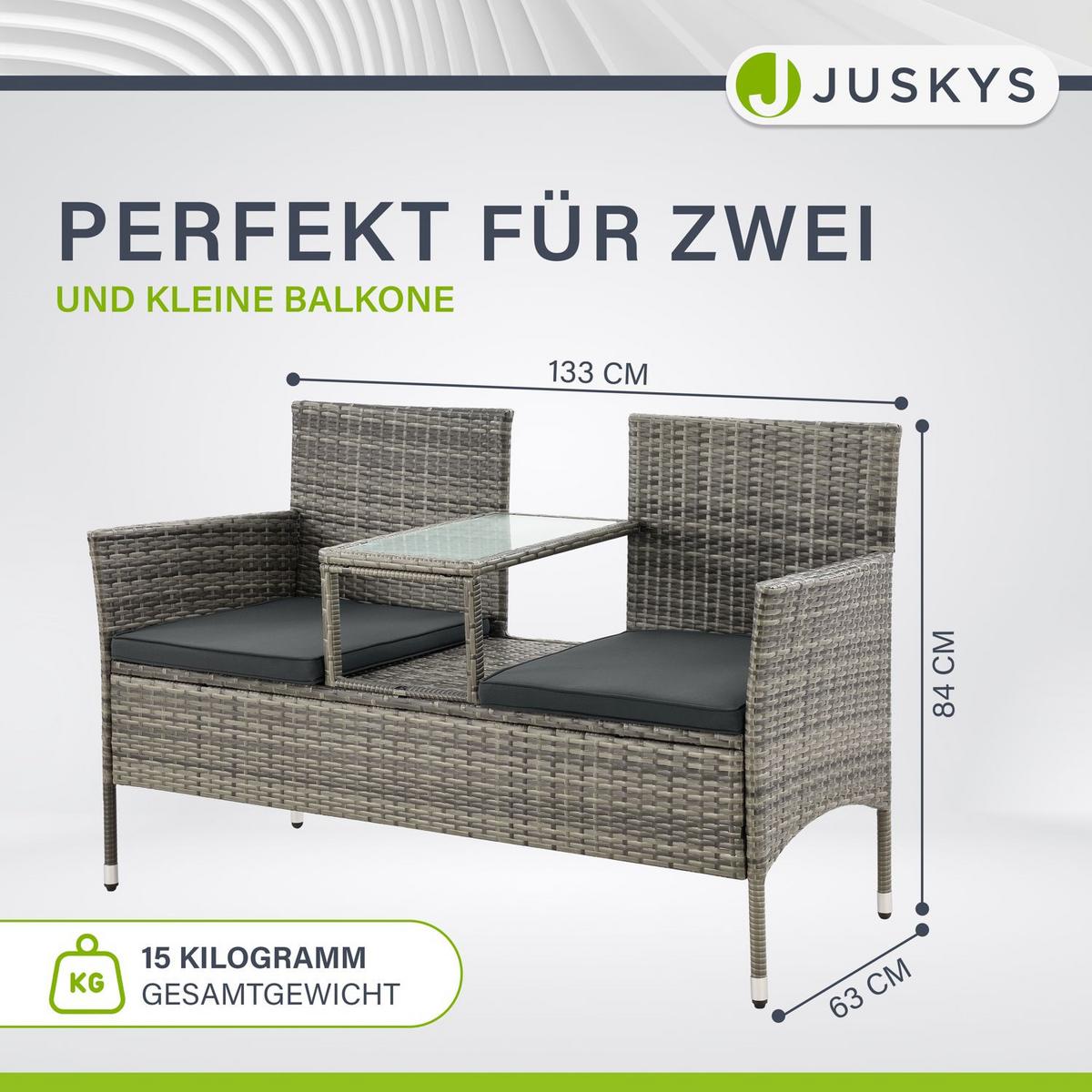 GARTENBANK Monaco grau-meliert - Grau, Kunststoff/Metall (133/84/63cm) - Juskys
