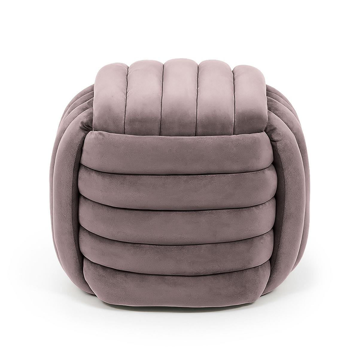 SITZHOCKER mit Samt Optik Rosa - Rosa, Textil (50/43/53cm) - RAUMHIRSCH FURNITURE
