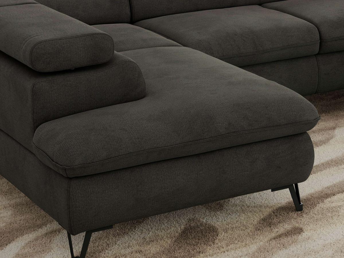WOHNLANDSCHAFT PABLO U Velvet Dunkelgrau - Dunkelgrau/Schwarz, Textil/Metall (346/76/208cm) - MKS