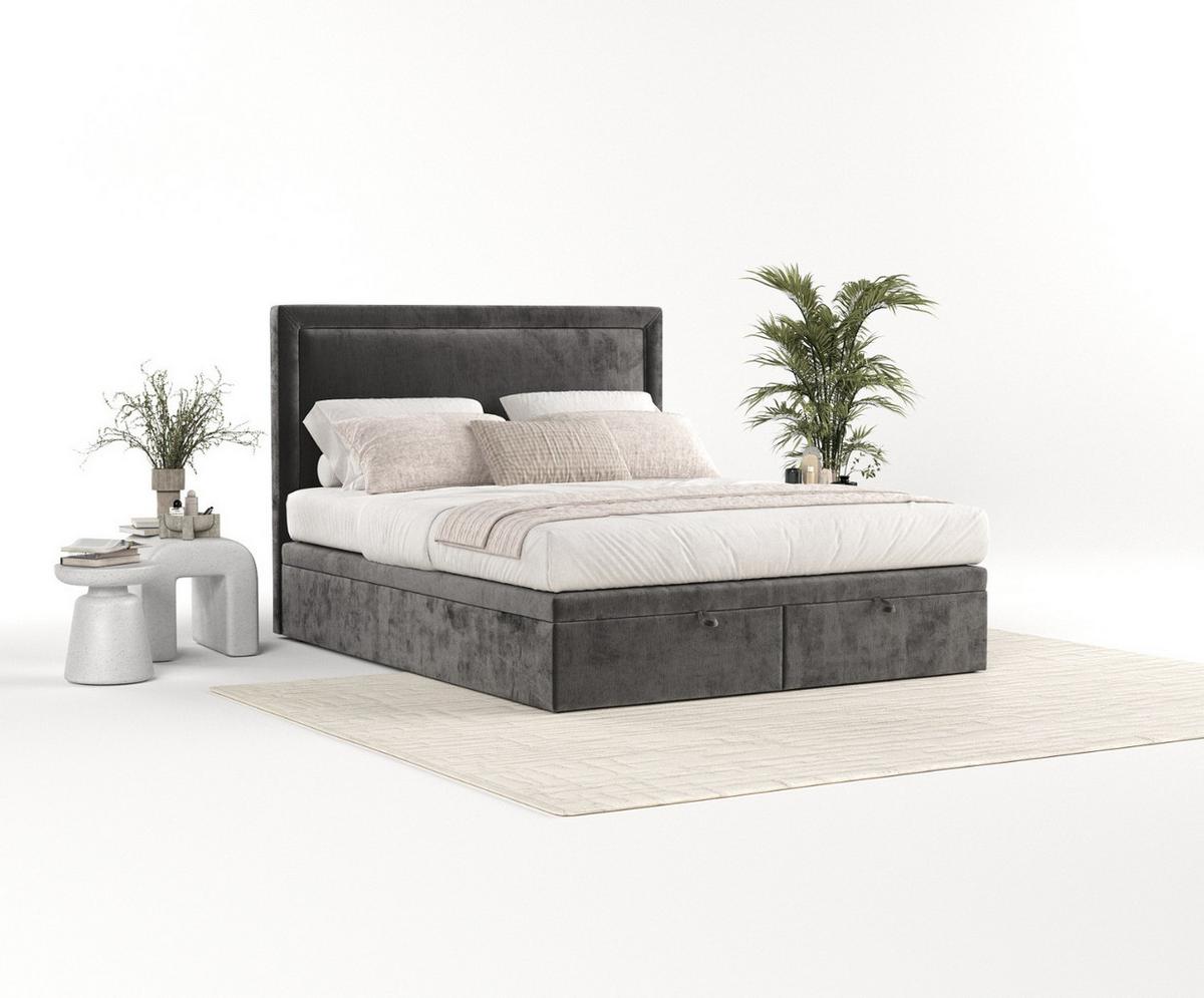 POLSTERBETT Salma mit Stauraum 200/200 cm Stahl im Lotta Stoff - Graphitfarben/Schwarz, Holz/Holzwerkstoff (200/200cm) - AltaBeds