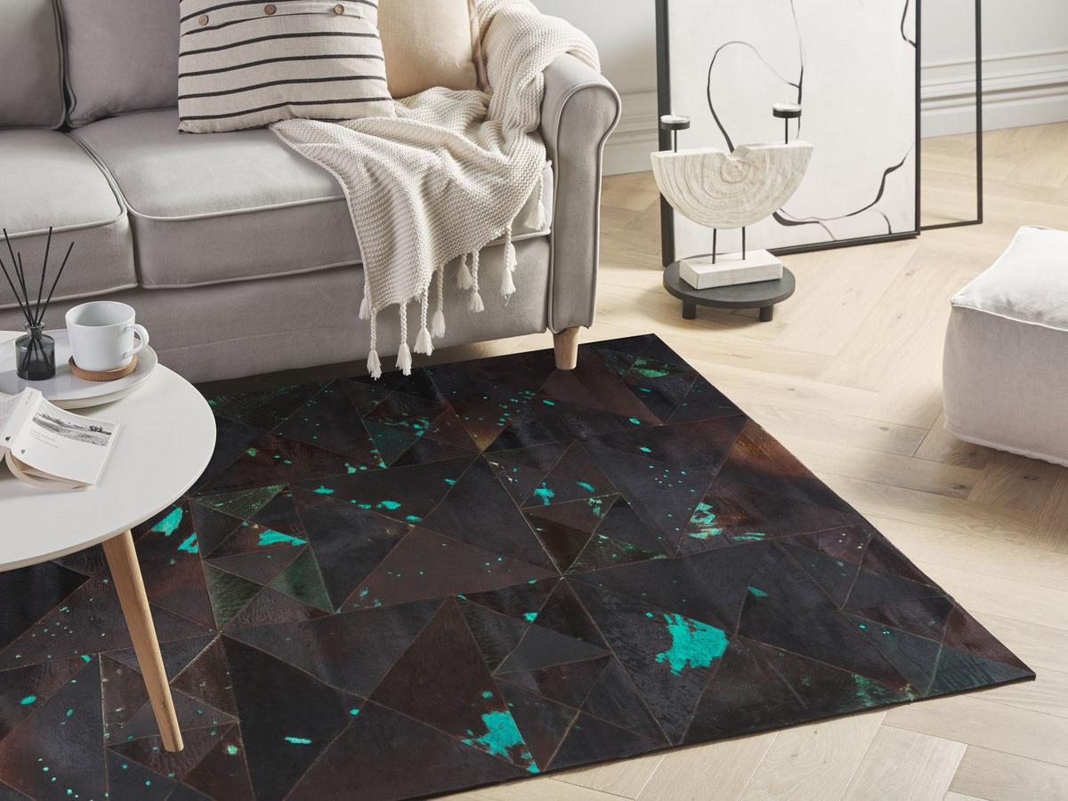 KURZFLOR-TEPPICH Atalan 200/140 cm - Blau, Fell (140/200cm) - Beliani