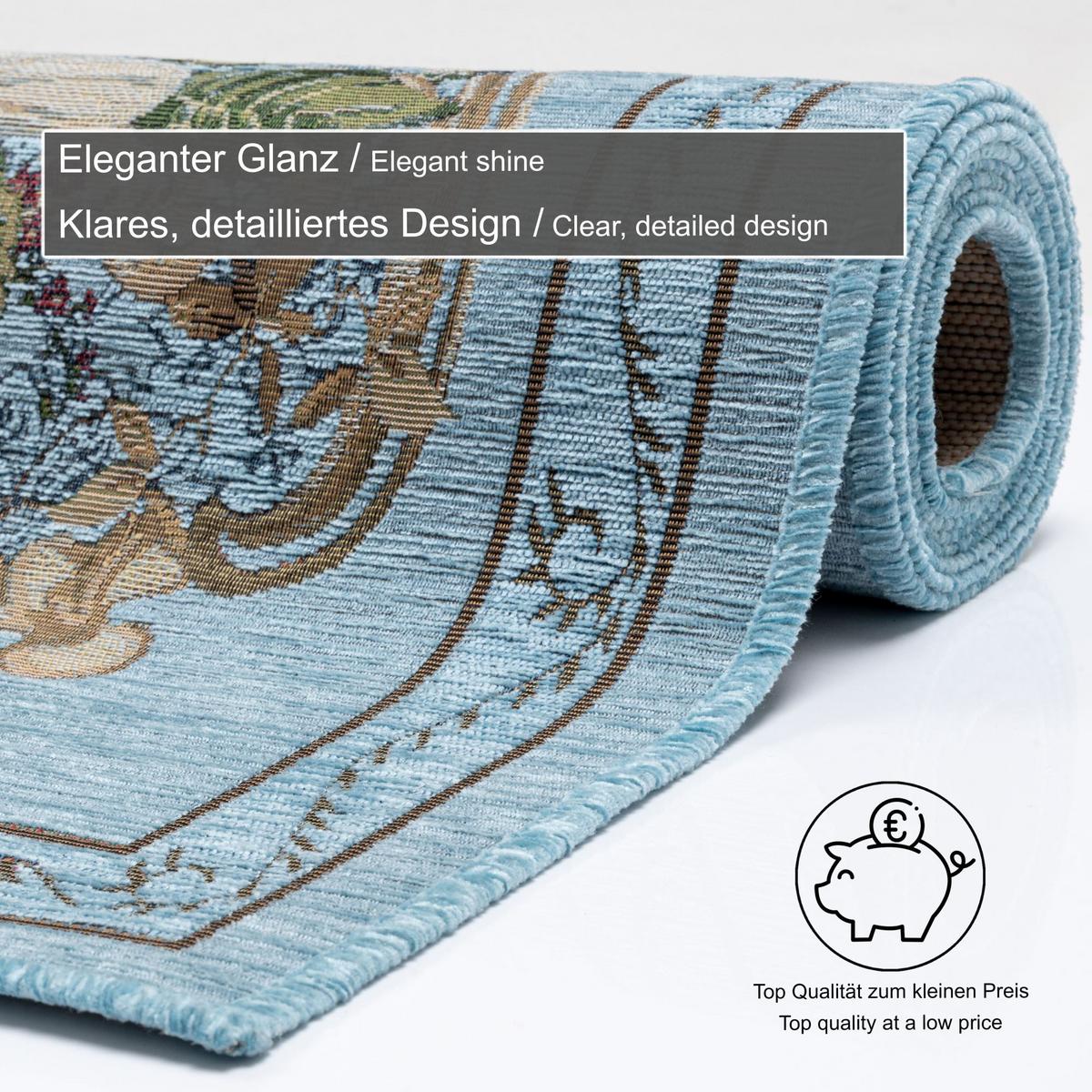 FLACHWEBTEPPICH Flomi Florence 80x150 cm - Türkis, Textil (80/150cm) - THEKO