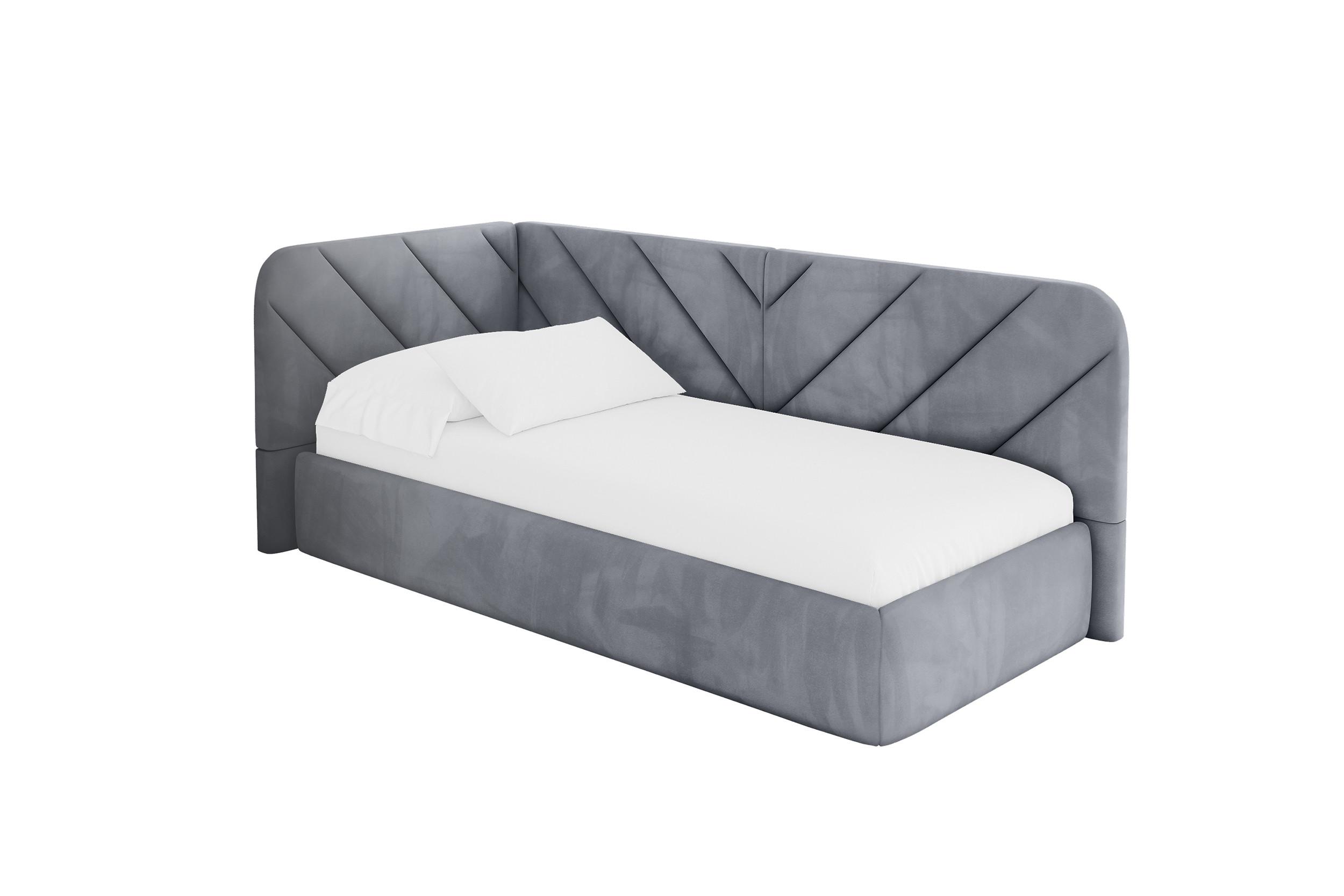 EINZELLBETT Jugendbett mit Bettkasten, Rechts - FIKY 100x200 Grau - Blaugrau, Holzwerkstoff/Textil (100/200cm) - ALTDECOR