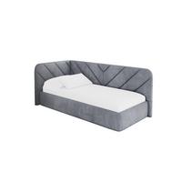 EINZELLBETT Jugendbett mit Bettkasten und Matratze H3/H4, Rechts - FIKY 90x200 Grau - Blaugrau, Holzwerkstoff/Textil (90/200cm) - ALTDECOR