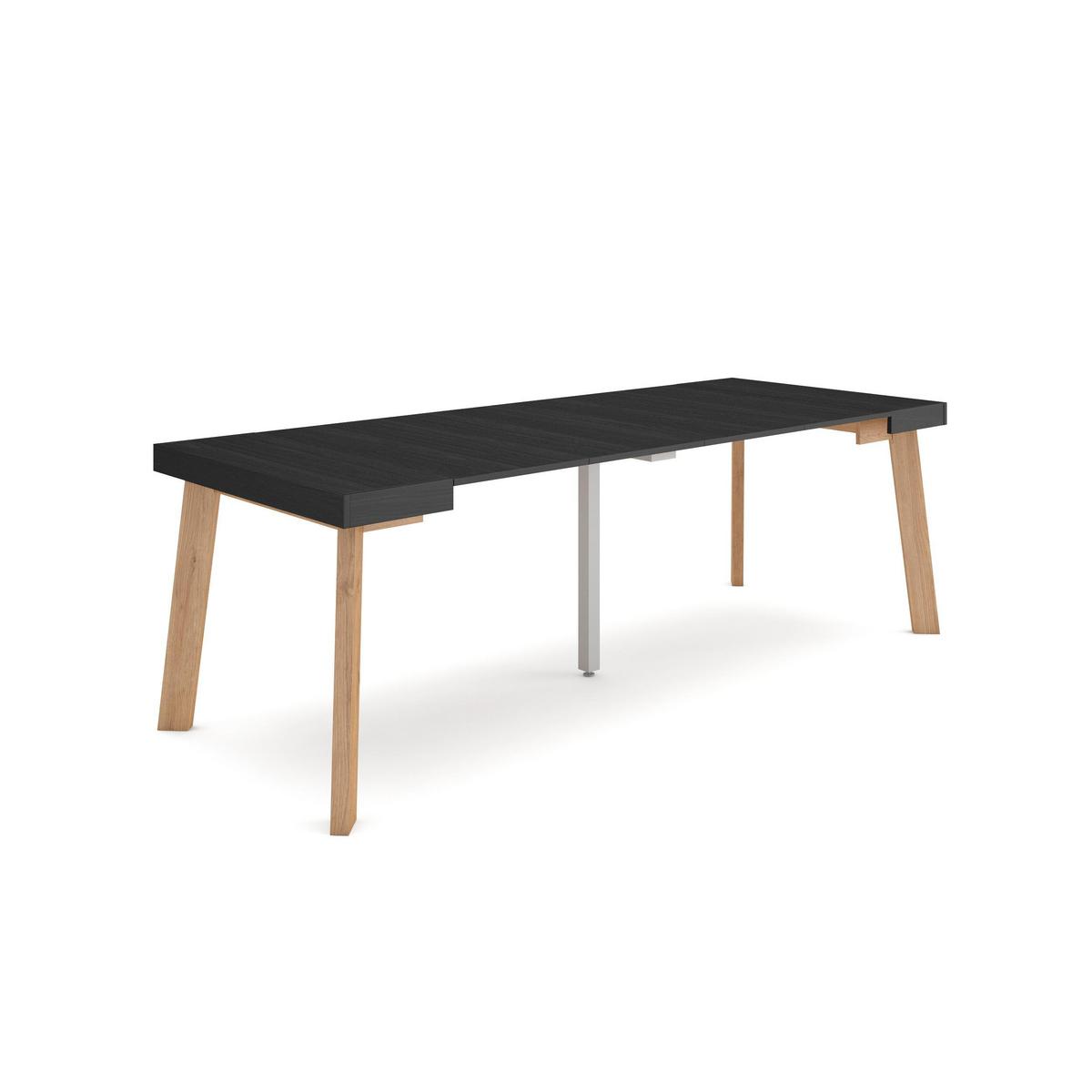 ESSTISCH ausziehbar 58 bis 222cm, für 10 Gäste, schwarz, 58/90/73cm - Schwarz, Holzwerkstoff (90/222/73cm) - Skraut Home