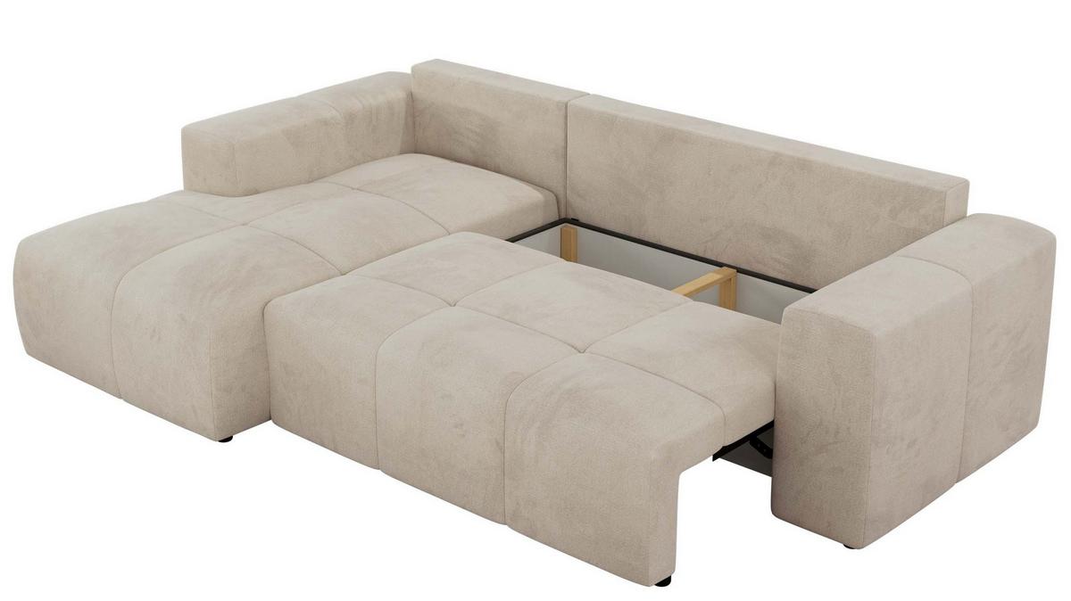 ECKSOFA MONIVA Beige Velvet - Links - Beige/Schwarz, Textil (164/266cm) - MKS
