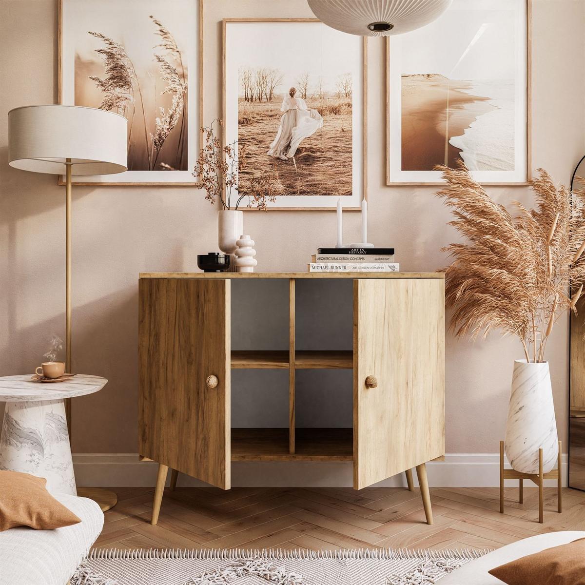 KOMMODE Zweitürige HARMONY Craft Gold Eiche - Eichefarben, Holzwerkstoff (100/85/42cm) - Lookway