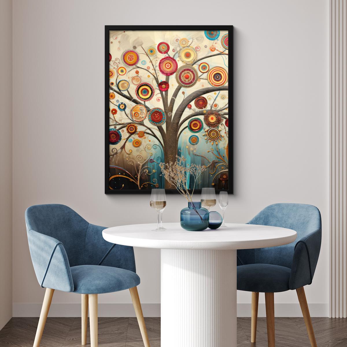 POSTER MIT RAHMENGERAHMTES BILD Baum - Baum des Lebens - Farbe Posterleiste 60x80 cm - Braun, Papier (60/80cm) - MuchoWow