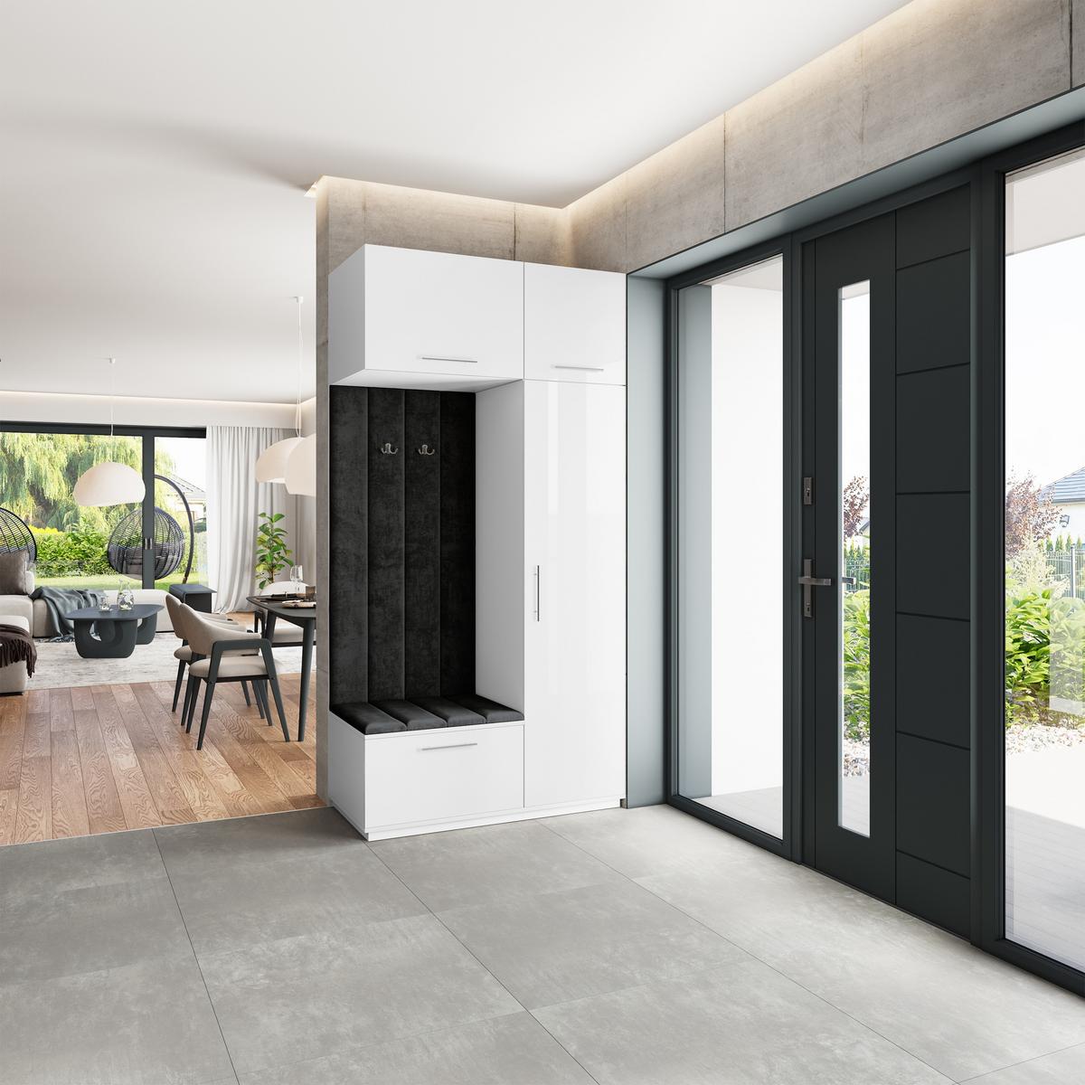 GARDEROBENSCHRANK REMA 120/240/60 cm Modern Weiß - Schwarz/Weiß, Holzwerkstoff (120/240/60cm) - MASSENO