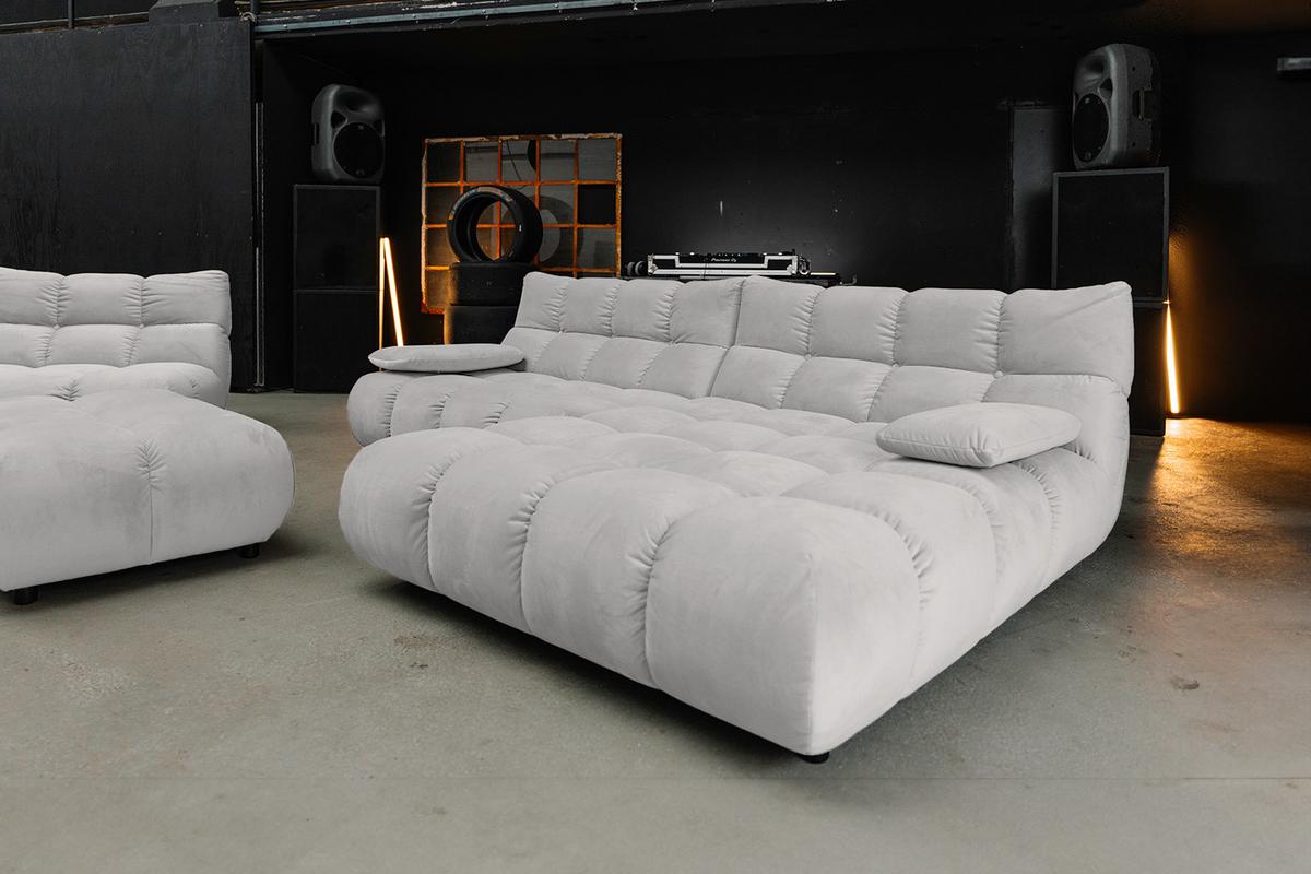 SITZGRUPPE VIVIEN 3ER SET Silber Velvet (1er-Set) - Silberfarben, Kunststoff/Textil (510/85/359cm) - KAWOLA