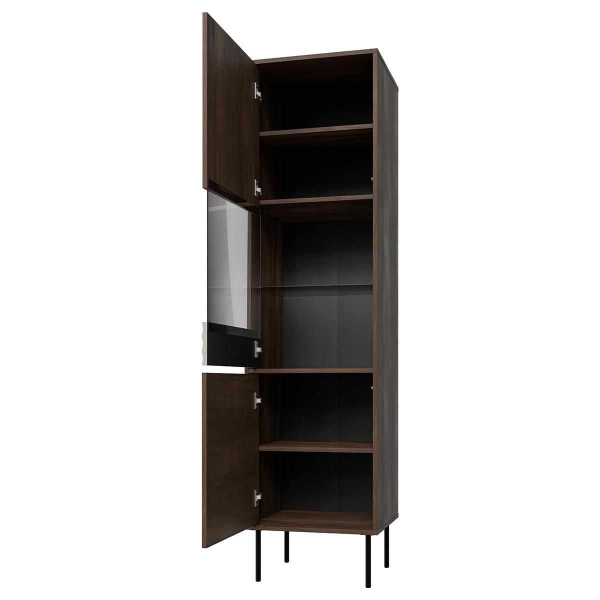 VITRINE Astra Dunkles Holz und Kaschmir - Beige, Holzwerkstoff (50.9/195/40cm) - Petits-meubles