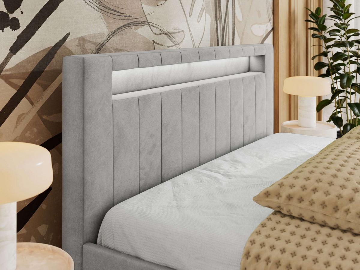 POLSTERBETT GOLD 5 CLASSIC 180/200 - Hellgrau Velvet - Multipocket-Matratze - Hellgrau, Textil (180/200cm) - MKS